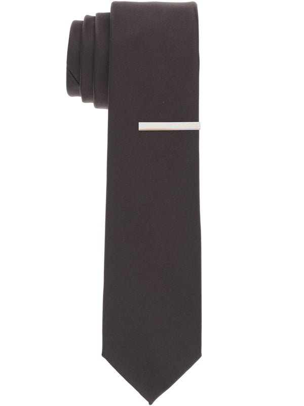 Perry Ellis Sateen Slim Tie Silver Pine