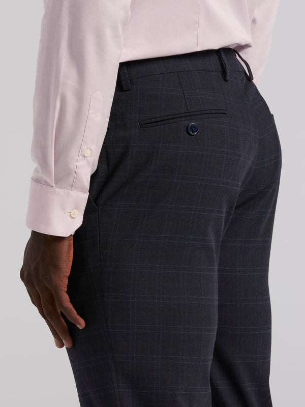 Perry Ellis Skinny Fit Navy Plaid Suit Pant Navy