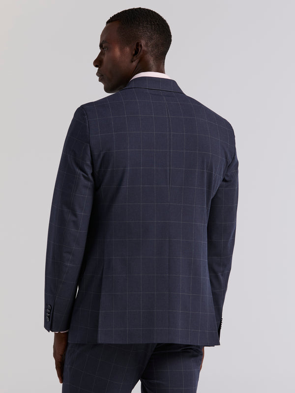 Perry Ellis Slim Blue Windowpane Suit Jacket Blue