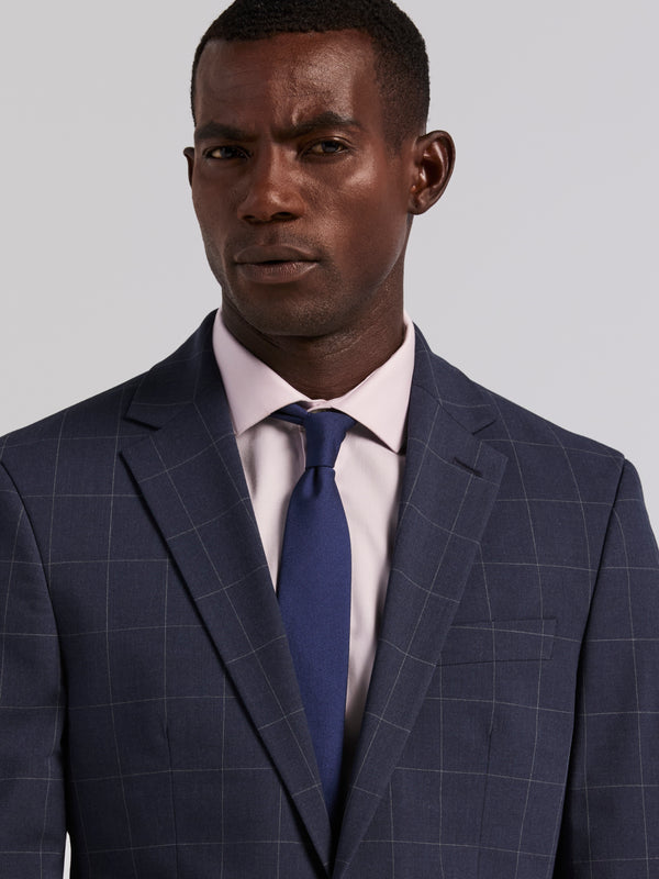 Perry Ellis Slim Blue Windowpane Suit Jacket Blue
