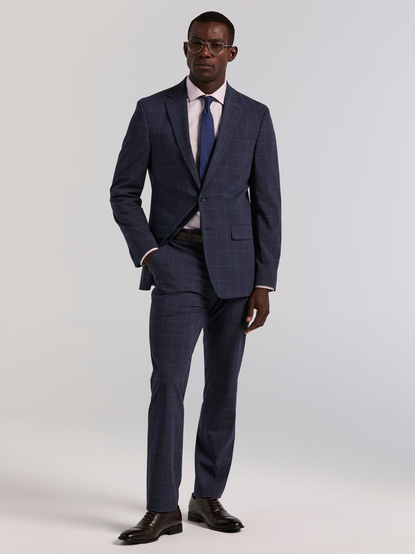 perry ellis Slim Fit Blue Windowpane Suit