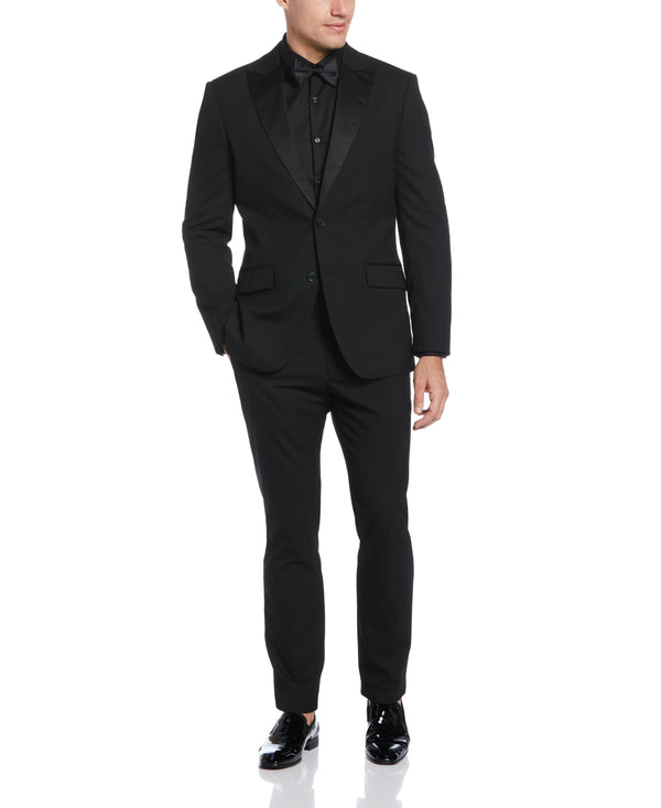 Perry Ellis Slim Fit Contrast Tuxedo Jacket Black