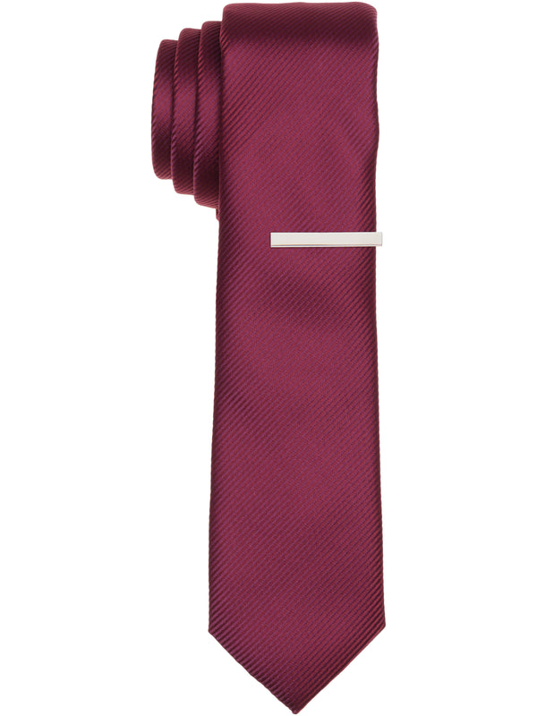 Perry Ellis Slim Fit Fineline Solid Tie Wine