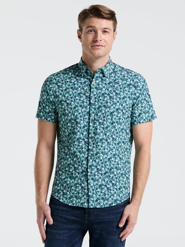 Perry Ellis Slim Fit Floral Print Shirt Wasabi