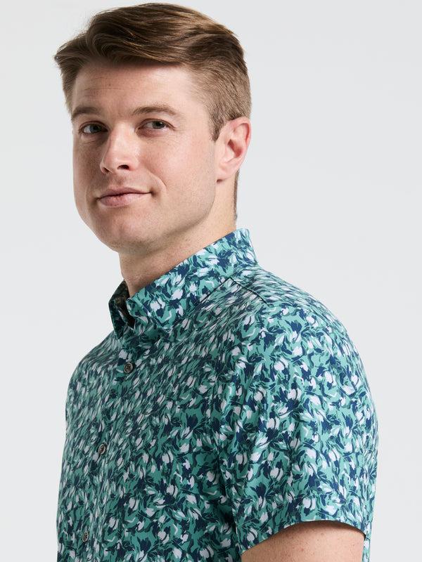 Perry Ellis Slim Fit Floral Print Shirt Wasabi