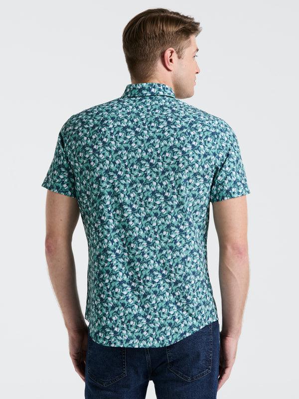 Perry Ellis Slim Fit Floral Print Shirt Wasabi