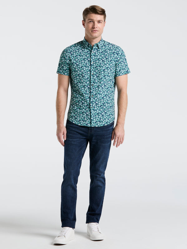 perry ellis Slim Fit Floral Print Shirt Wasabi