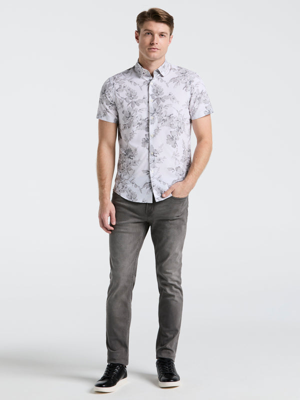 Perry Ellis Slim Fit Floral Shirt Bright White