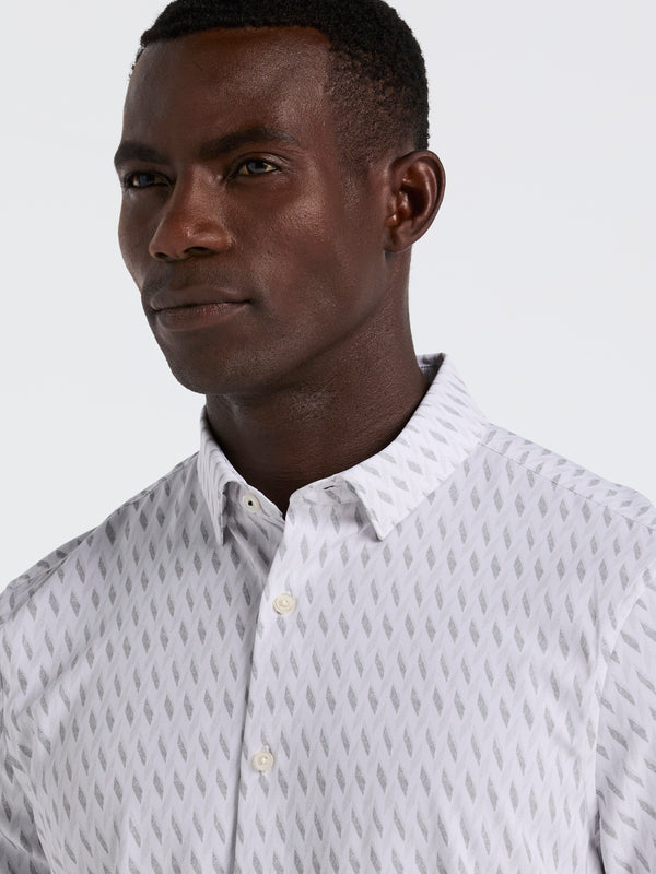 Perry Ellis Slim Fit Geo Print Shirt Bright White