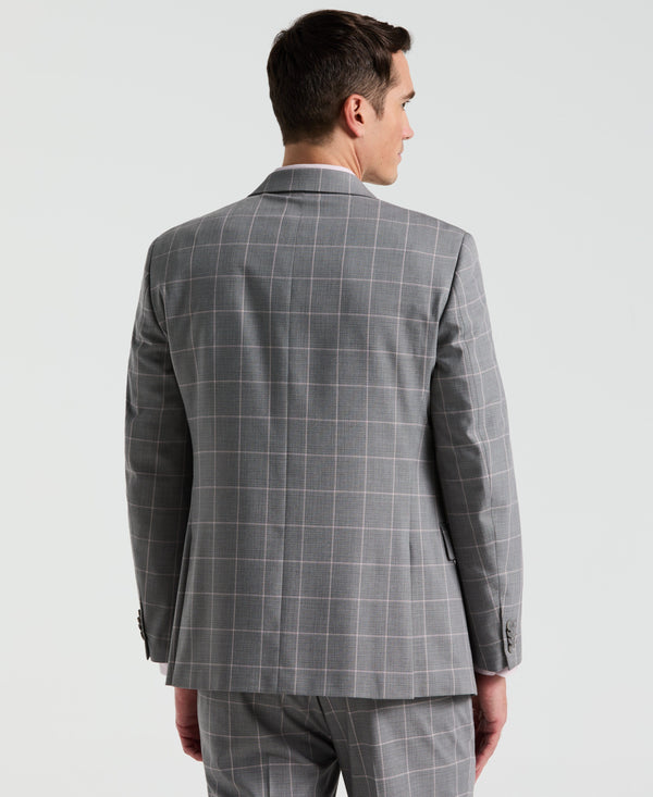 Perry Ellis Slim Fit Gray Windowpane Pattern Suit