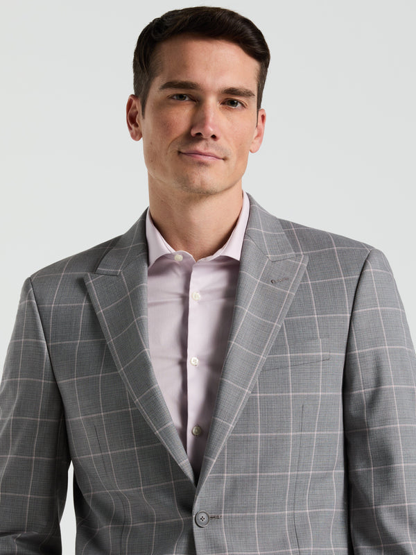Perry Ellis Slim Fit Gray Windowpane Pattern Suit