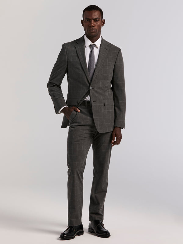 perry ellis Slim Fit Grey Windowpane Suit