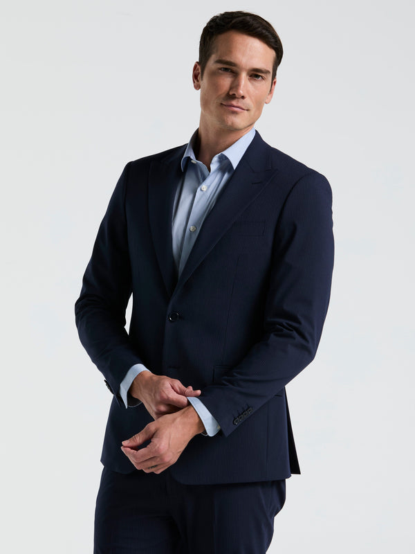 Perry Ellis Slim Fit Pinstripe Suit Jacket Blue