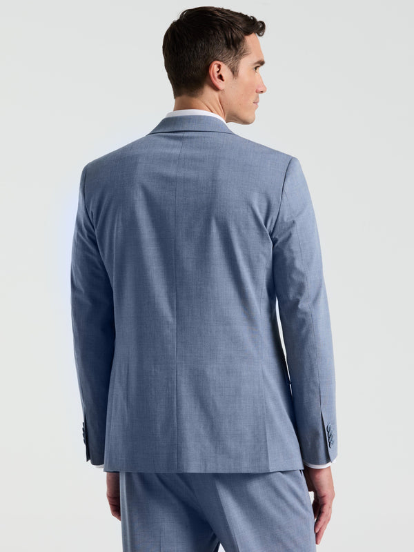 Perry Ellis Slim Fit Plaid Print Suit Jacket Blue