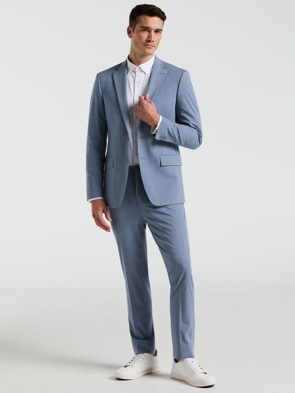 Perry Ellis Slim Fit Plaid Print Suit Jacket Blue