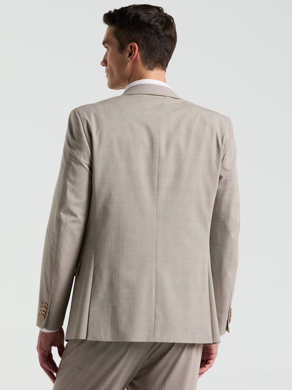 Perry Ellis Slim Fit Plaid Print Suit Jacket Tan