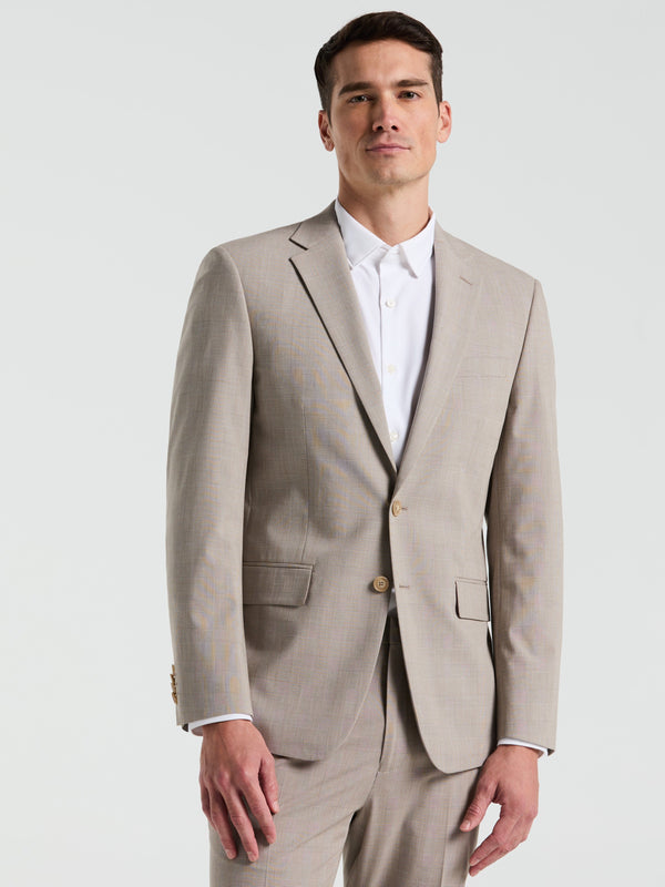 perry ellis Slim Fit Plaid Print Suit Jacket Tan