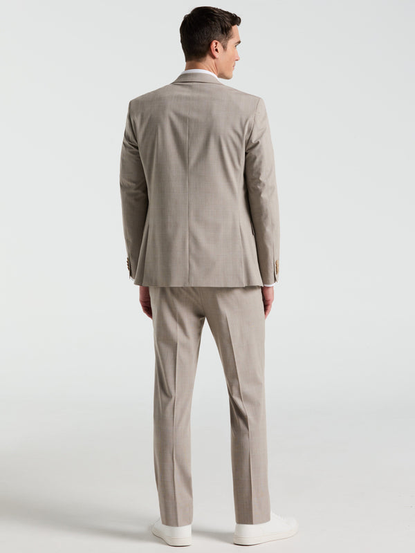 Perry Ellis Slim Fit Plaid Print Suit Pant Tan