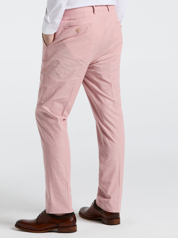 Perry Ellis Slim Fit Solid Linen Blend Pant Pink