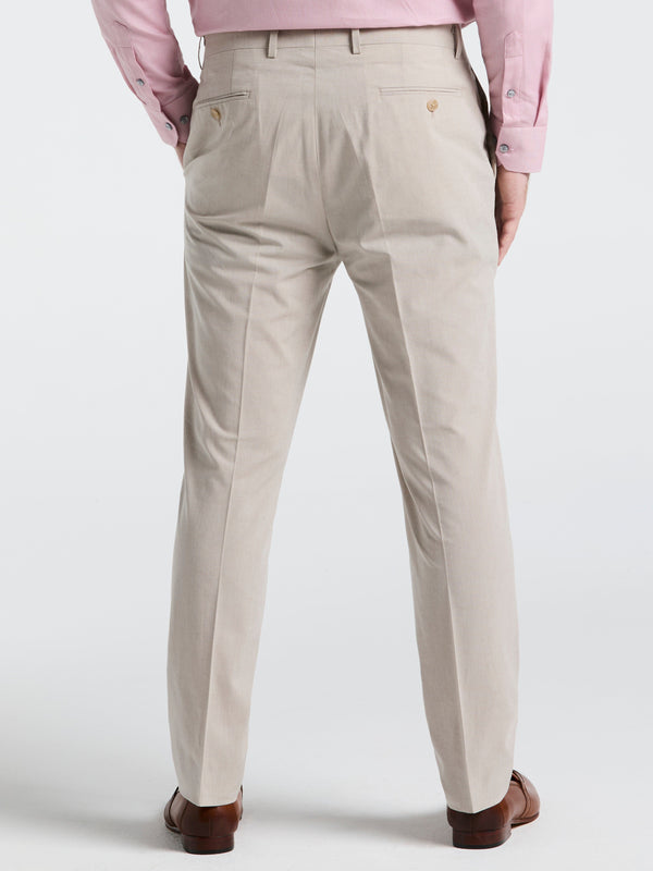 Perry Ellis Slim Fit Solid Linen Blend Pant Sand