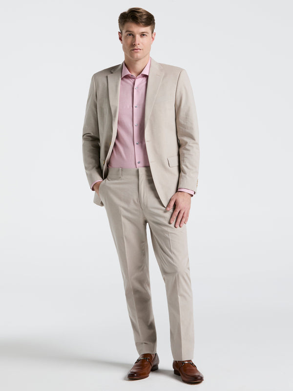 perry ellis Slim Fit Tan Solid Linen Blend Suit