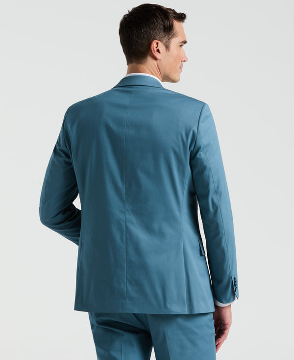 Perry Ellis Slim Fit Teal Solid Cotton Blend Suit
