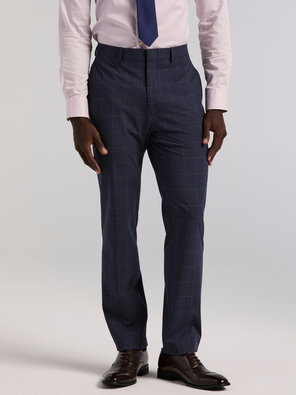perry ellis Slim Fit Windowpane Suit Pant Blue