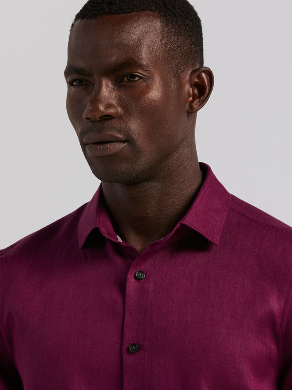 Perry Ellis Solid Linen Shirt Potent Purple