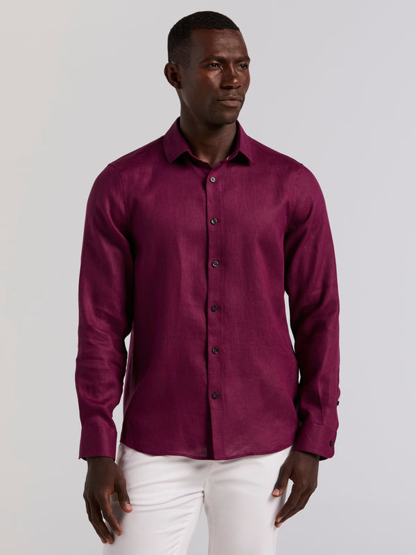 perry ellis Solid Linen Shirt Potent Purple