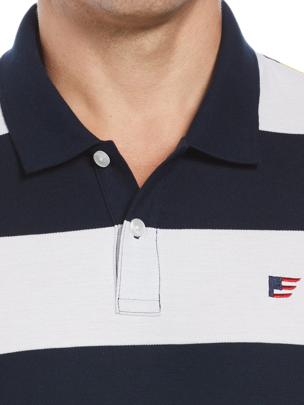 Perry Ellis Striped Nautical Polo Dark Sapphire