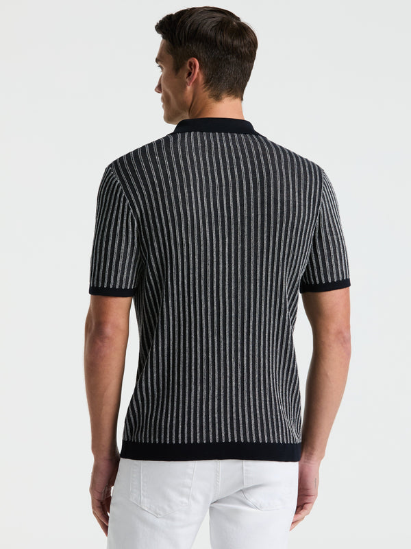 perry ellis Striped Polo Sweater Dark Sapphire