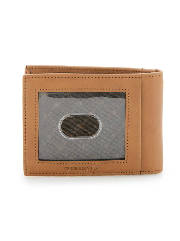 Perry Ellis Tan Leather Money Clip Wallet Tan