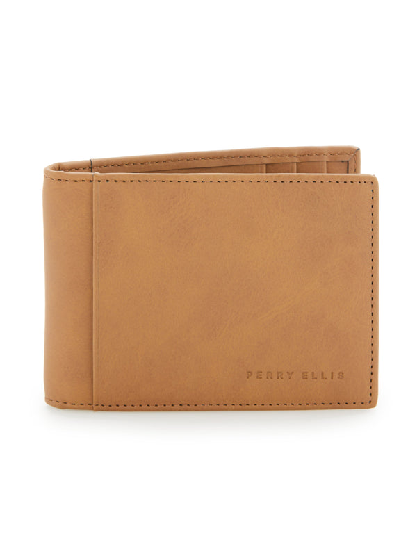 perry ellis Tan Leather Money Clip Wallet Tan
