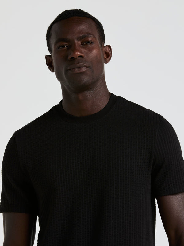 Perry Ellis Textured Crew Tee Black