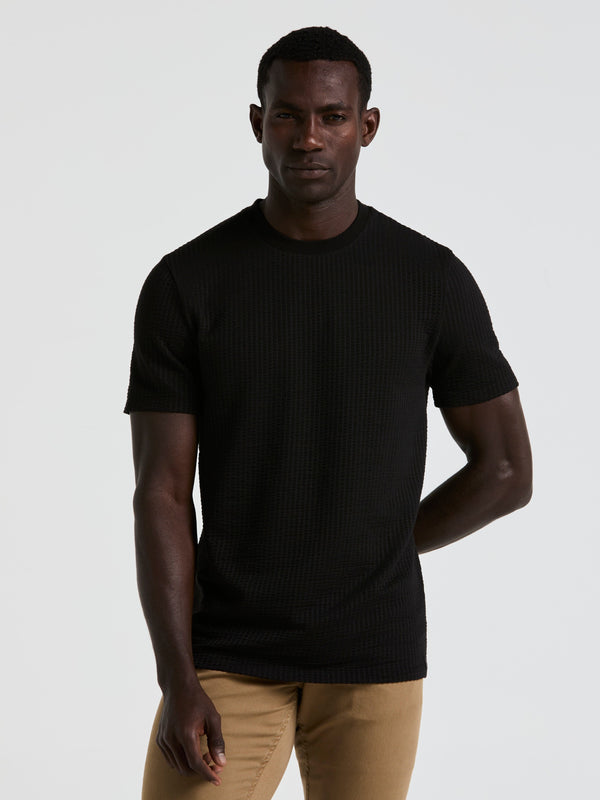 perry ellis Textured Crew Tee Black