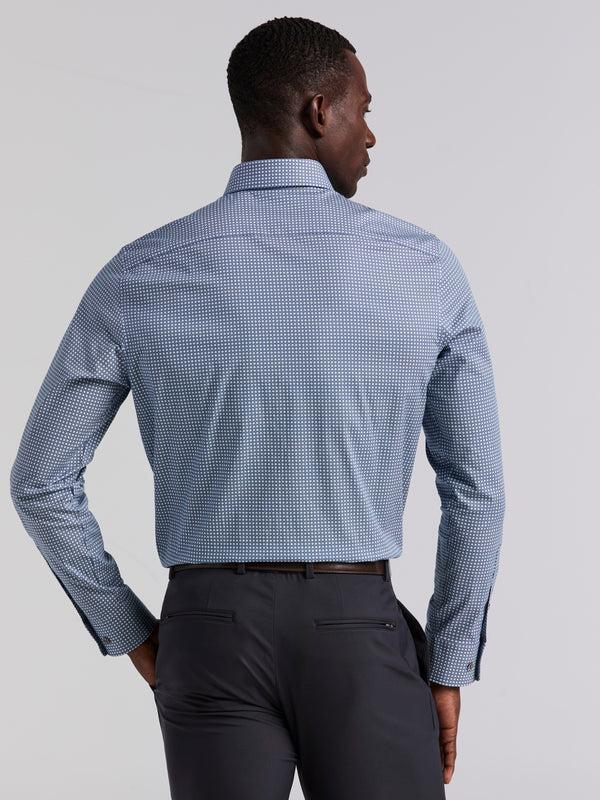 Perry Ellis Tile Geo Print Cotton Shirt True Navy