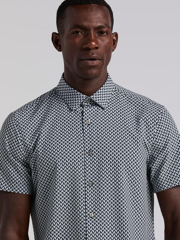 Perry Ellis Triangle Geo Print Shirt Bright White
