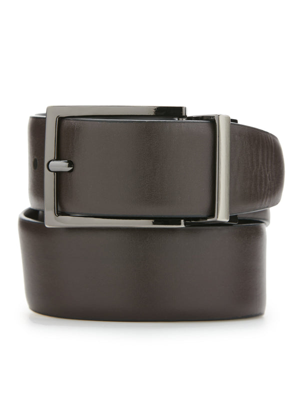 Perry Ellis Wavy Black Leather Belt Blk20