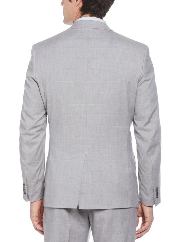Perry Ellis Windowpane Plaid Suit Jacket Felt Grey