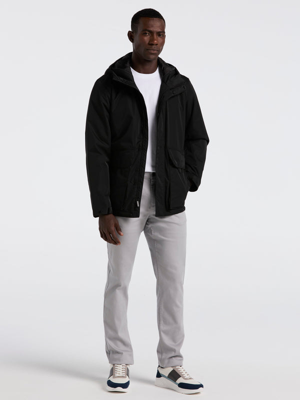 Perry Ellis Plainweave Insulated Hooded Jacket Black