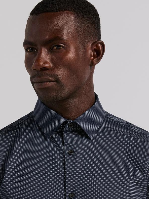 Perry Ellis Polka Dot Print Slim Fit Shirt Dark Sapphire