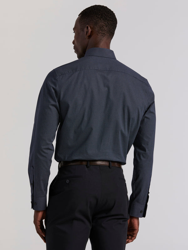 Perry Ellis Polka Dot Print Slim Fit Shirt Dark Sapphire