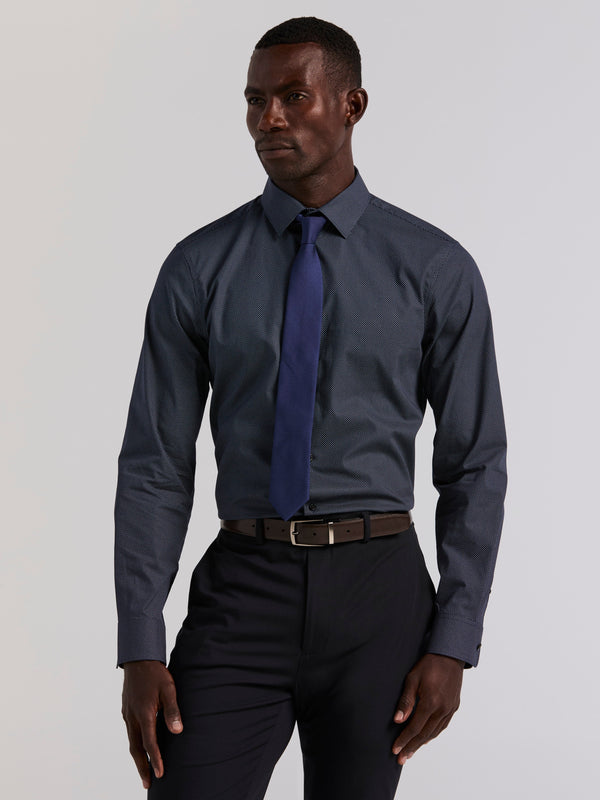 perry ellis Polka Dot Print Slim Fit Shirt Dark Sapphire
