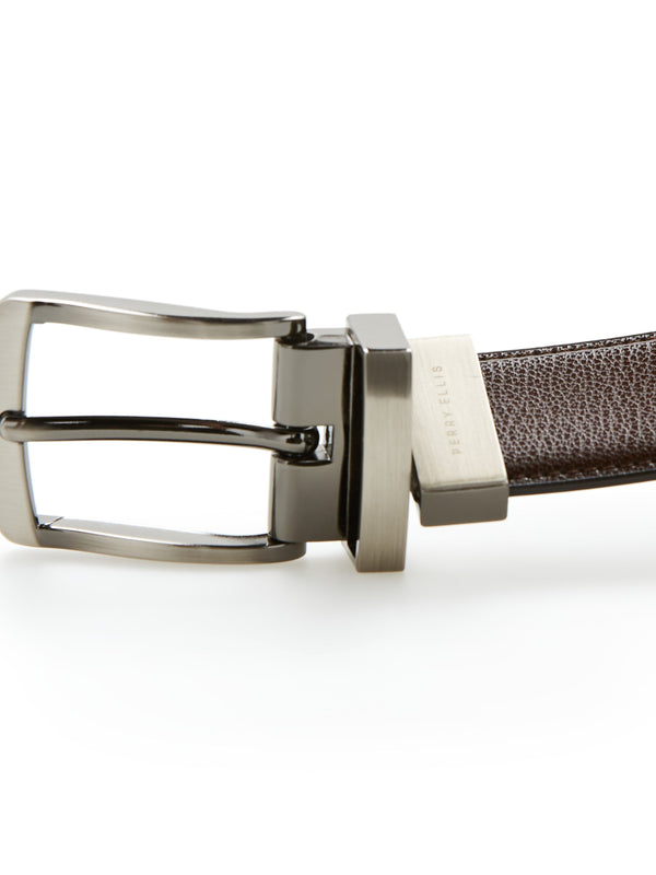 Perry Ellis Reversible Burnished Edge Belt Black/Brown