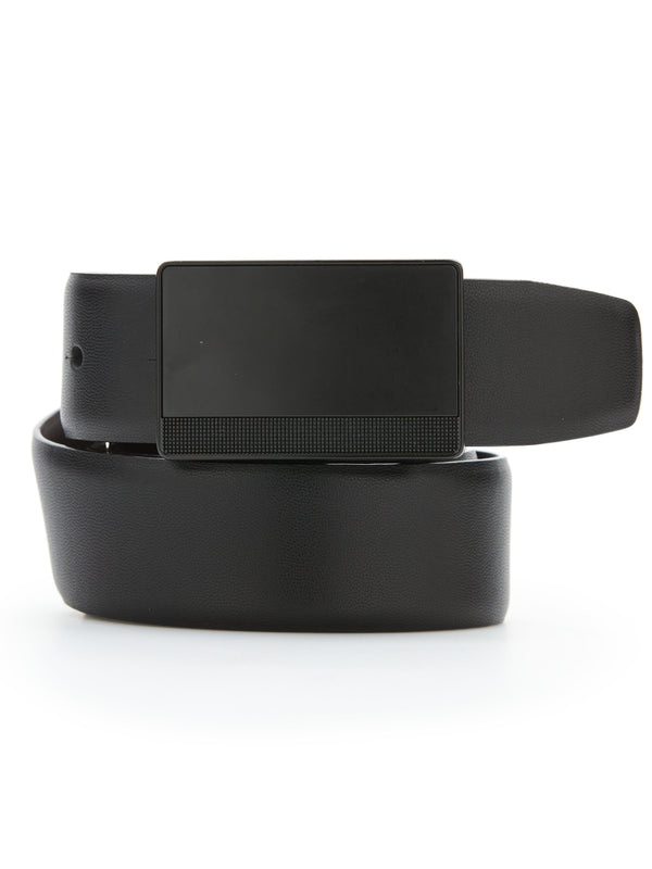 perry ellis Reversible Leather Belt with Black Pattern Plaque Black/Brown