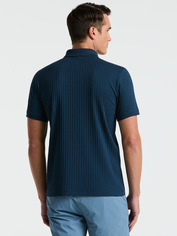 Perry Ellis Ribbed Quarter Zip Polo Moonlight Ocean