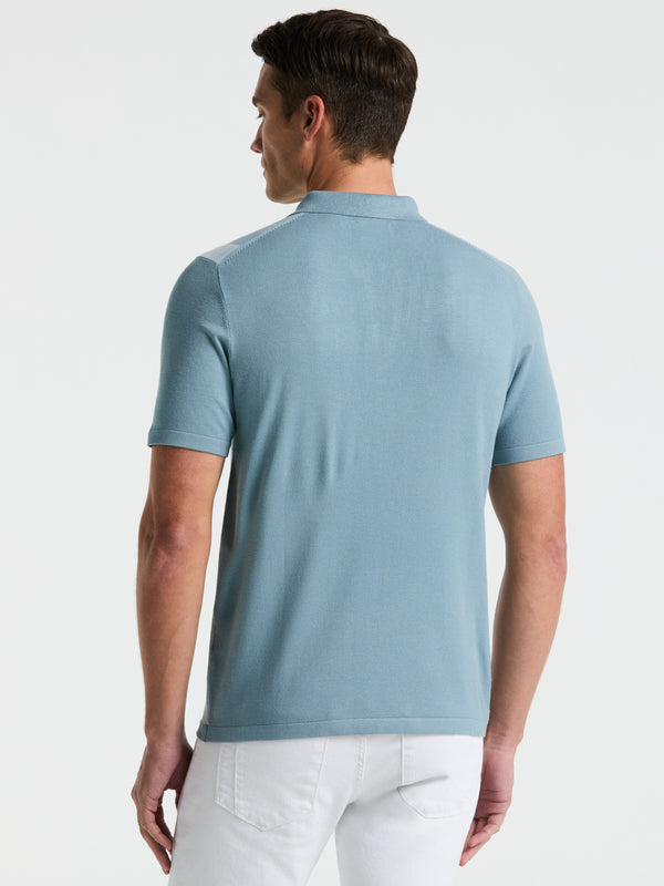 Perry Ellis Short Sleeve Tech Stretch Zip Polo Citadel