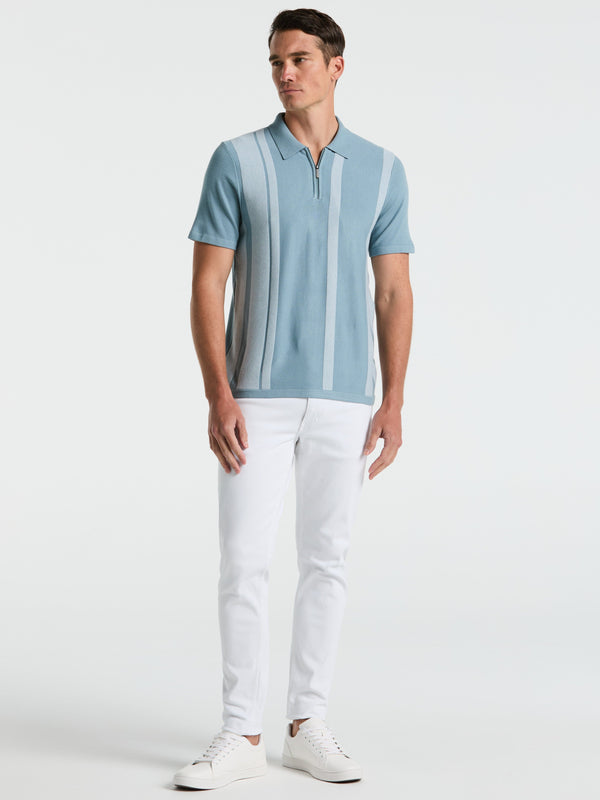 perry ellis Short Sleeve Tech Stretch Zip Polo Citadel