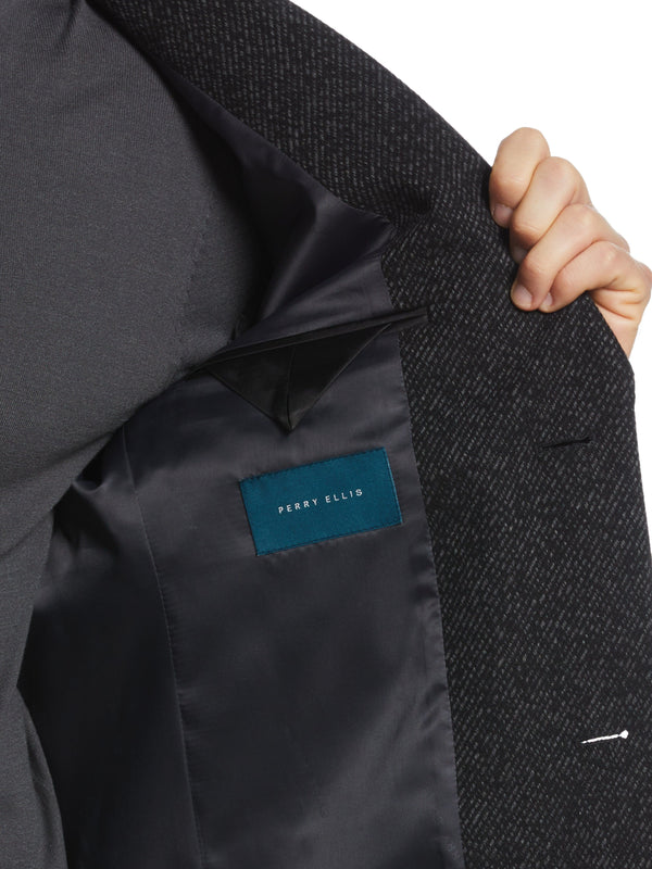 Perry Ellis Single Breasted 3 Button Overcoat Dark Charcoal