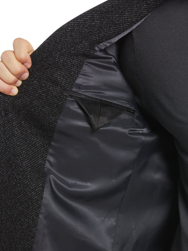 Perry Ellis Single Breasted 3 Button Overcoat Dark Charcoal